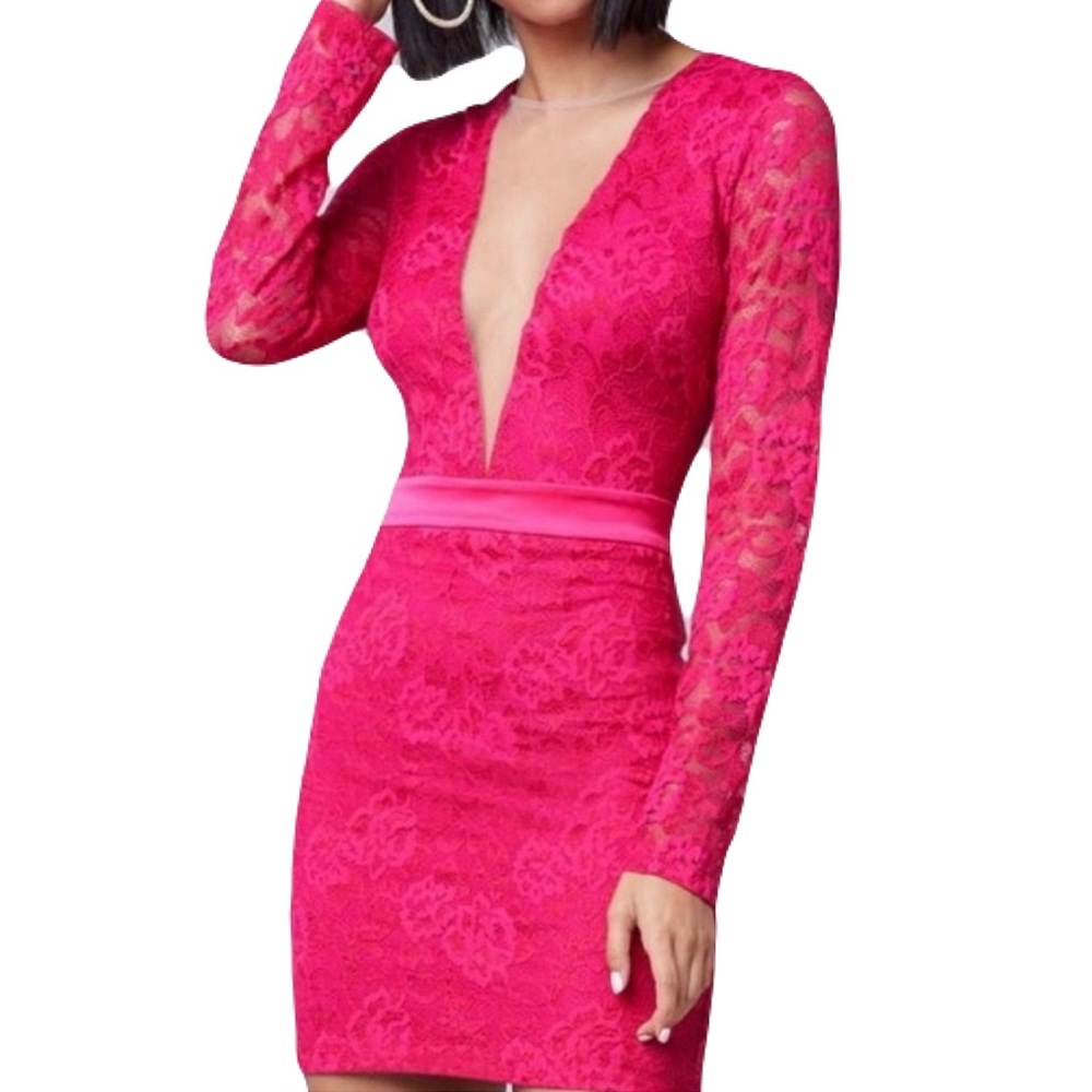 Bebe Shawna Hot Pink Lace Dress Size 00